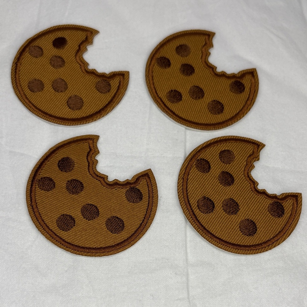 Brown Cookie Embroidered Patches